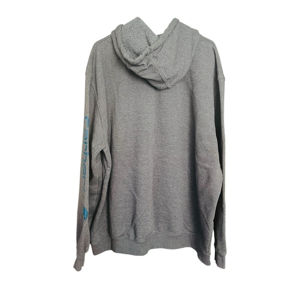 Carhartt K288 Logo Sweatshirt Gray SZ 2XL Hooded Front Pocket Workwear Logo - Picture 3 of 13